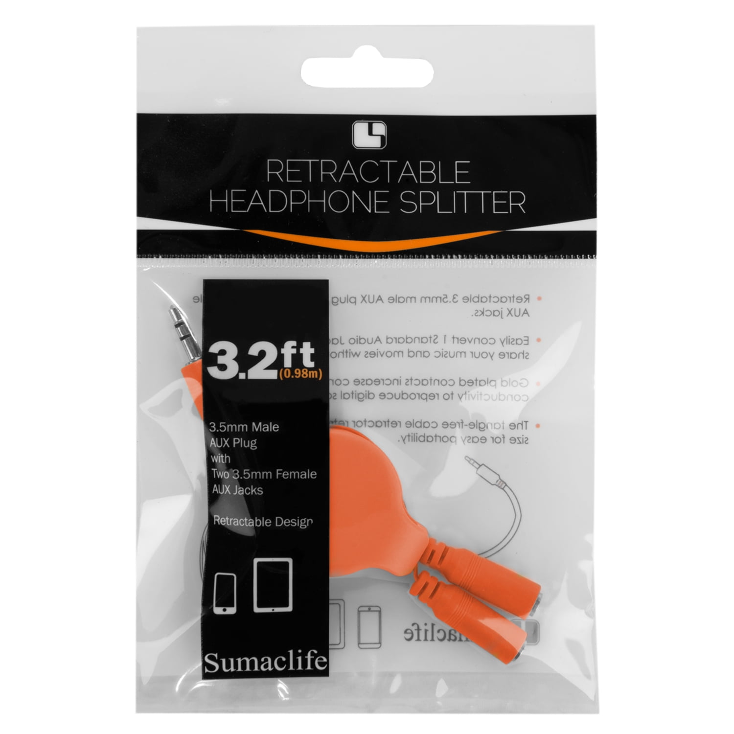 3-Pack Retractable Headphone Splitters – Dual 3.5mm Audio Sharing Cable for Phone, Tablet, Laptop & Computer Travel, Classroom and Famil useUse