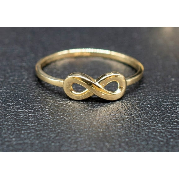 14k Real Solid Yellow Gold Infinity Ring, 14k Solid Gold Women Dainty Ring, Infinity Symbol Gold Ring for Women, Gift, Gold Women Ring (Ring size:5;)
