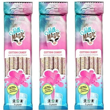 Milk Magic Milk Flavoring Magic Straws Assorted Flavors 3 Pack (Cotton Candy)