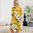 thumbnail image 7 of Robes for Women Zipper Lightweight Loose Fit Summer Housecoats for Women Zipper Front 3/4 Length Sleeve Knee Length Vintage Floral Print Trendy Bathrobe Nightgown with Pockets Yellow L, 7 of 7