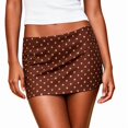 thumbnail image 2 of Jaimenalin Women'S Casual Low-Rise Solid Bodycon Mini Skirt Streetwear Brown Polka Dots M, 2 of 7