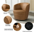 thumbnail image 3 of DREAMSIDEA Swivel Club Barrel Chair, Faux Leather Swivel Accent Chair Upholstered Barrel Armchair for Living Room- Brown, 3 of 5