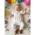thumbnail image 5 of BemeyourBBs Baby Girl Birthday Outfits Smocked Romper Casual Birthday Cake Embroidered Dot Print Crew Neck Short Sleeve Infant Jumpsuit Spring Summer Clothes, 5 of 9