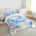 thumbnail image 4 of Manfei Cute Cartoon Axolotl Bedding Comforter Set for Teens, Blue Watercolor Twin Comforter Sets, Dreamy Marine Coral Reversible Bedding Set, Super Cozy Room Decor, 2 Pieces, 4 of 9