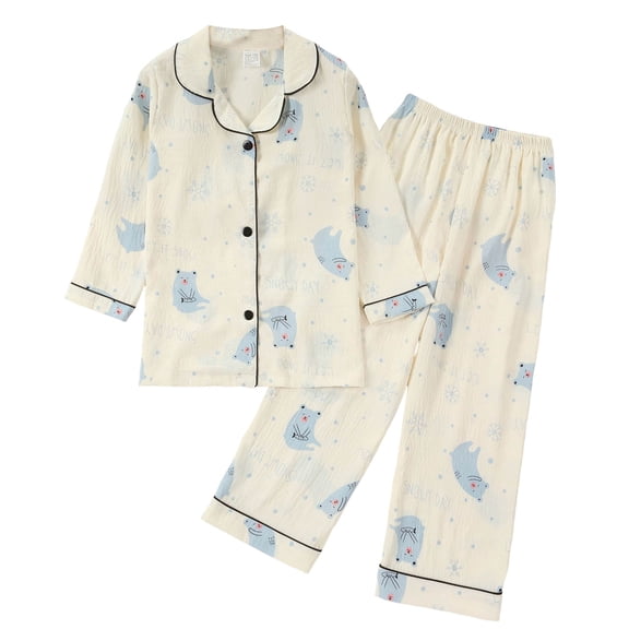 Wenfanal Boys Pjs Long Sleeve Boys Pajamas Toddler Girls Kids Pajamas Pjs Childrens Comfortable Breathable Long Sleeved Home Clothes Cute Pattern Pajama Set Size 3-4 Years,Blue