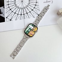 Bands Compatible with Apple Watch Band 38mm 40mm 41mm Iwatch Series 9/8/7/6/SE Series 5/4/3 Stainless Steel Accessories Wristband Strap H-shaped Metal Band Foldover Clasp,Silver