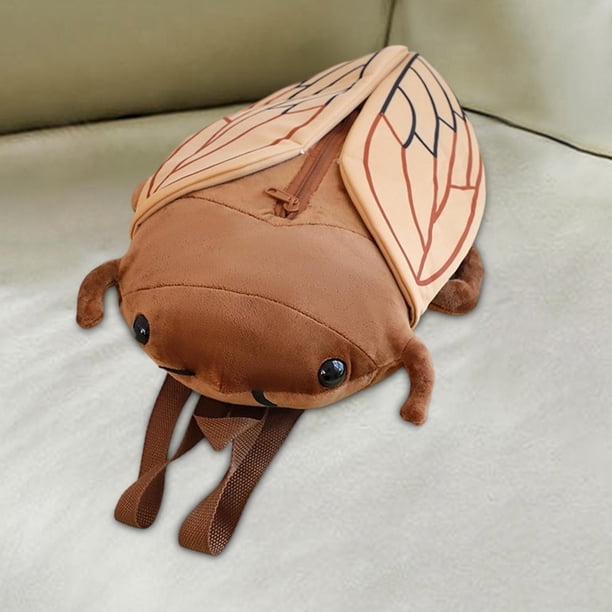 Mochila de peluche con forma de cigarra, bolsa de peluche de dibujos animados para niños, regalo de año Nuevo Marrón