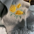 thumbnail image 6 of Peony Embroidered 100% Wool Scarf, 180x30cm, Luxury Winter Wrap & Gift,180*30cm,3, 6 of 25