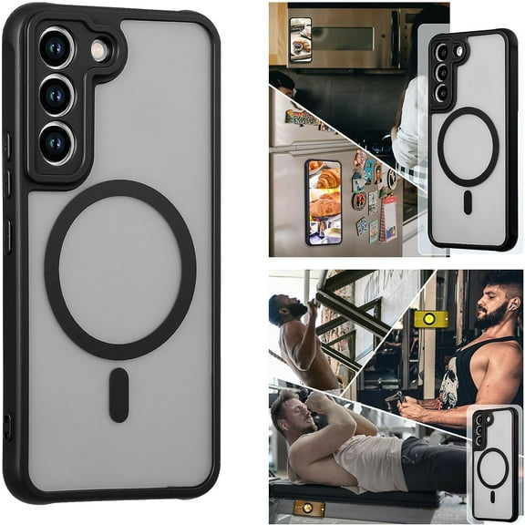 Magnetic for Samsung Galaxy S22 Case,Slim Strong Magnetic Samsung S22 Phone Case,Soft Frame Matte Back Anti-Fingerprint Shockproof Samsung S22 Case Compatible with MagSafe Accessories, Black