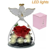 MixMart Angel Preserved Roses In Glass Eternal Artifical Rose Flowers Figurines Valentine's Day Wedding Christmas Gifts for Women Girls