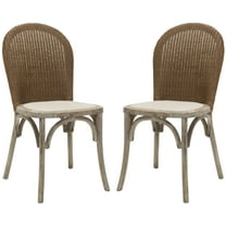 SAFAVIEH Kioni Nautical Linen Solid Dining Side Chair, Taupe/Pickled Oak (Set of 2)