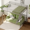 thumbnail image 3 of Zimtown Full Loft Bed with Stairs Metal Single Loft Bunk Bed with Safety Guard Rails & 2 Side Ladder, Gray, 3 of 9
