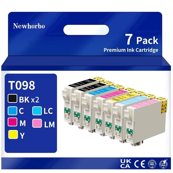 High Yield T098 Ink Cartridge Replacement for Artisan 600 700 710 725 730 800 810 835 837 Printer(7 Pack)
