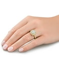 thumbnail image 4 of Pompeii 3Ct Diamond & Moissanite Cushion Halo Engagement Ring in White or Yellow Gold, 4 of 6