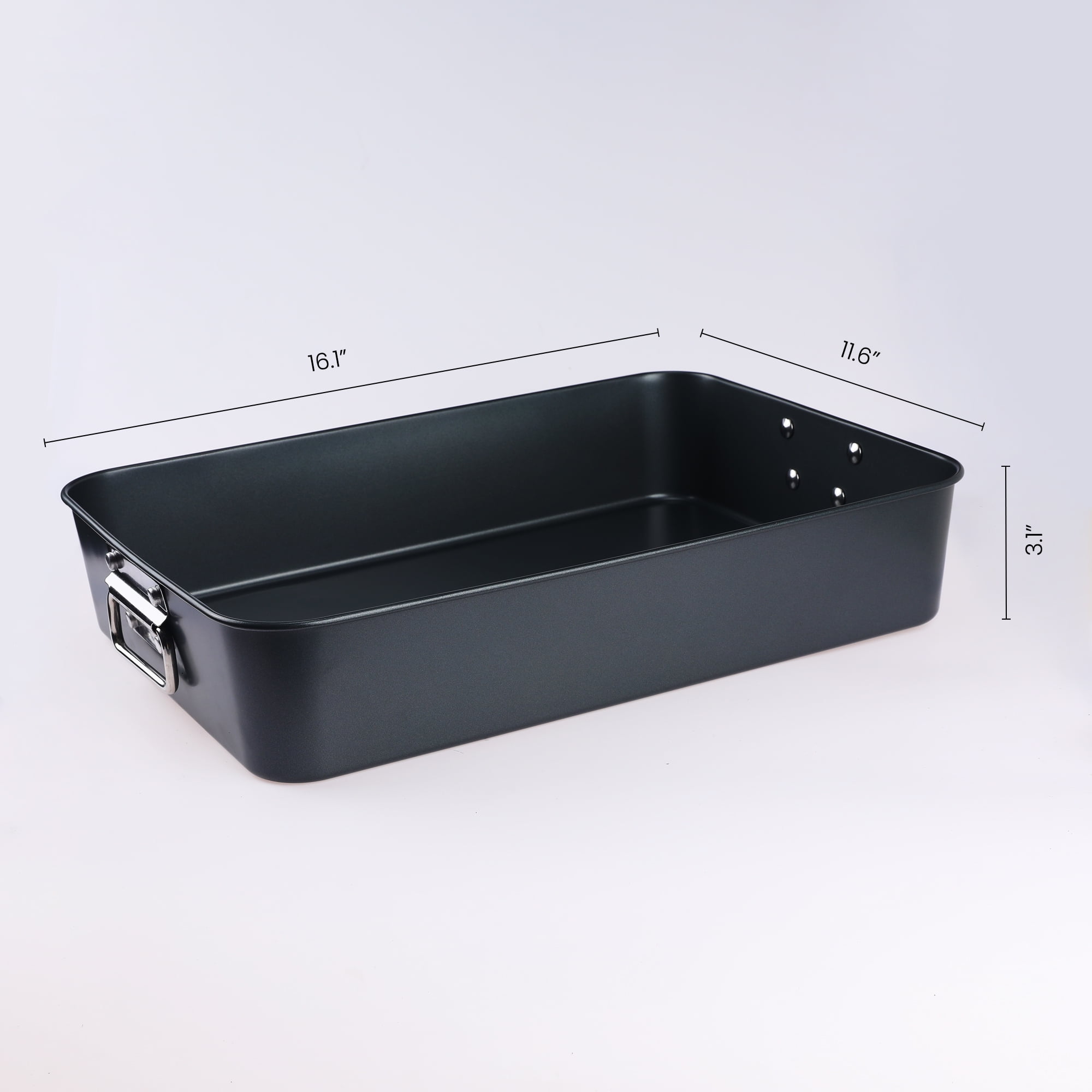 Unique Bargains Set of 2 Baking Sheet Nonstick Cake Pan Black 16.1*11.6*3.1in