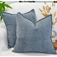 thumbnail image 5 of Chenille Pillow Covers Set of 2 Dusty Blue 16x16 inches / Zig Zag Patterned Soft Cozy Cushion Covers, 5 of 6