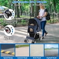 thumbnail image 4 of Infans Folding Pet Stroller 4-Wheel Pet Travel Carrier w/Storage Basket Navy, 4 of 7