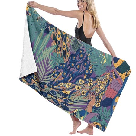 Peacock Feathers Bath Towels (52×32in) Large for Women Superfine Fiber Highly Absorbent and Quick Dry - Super Soft