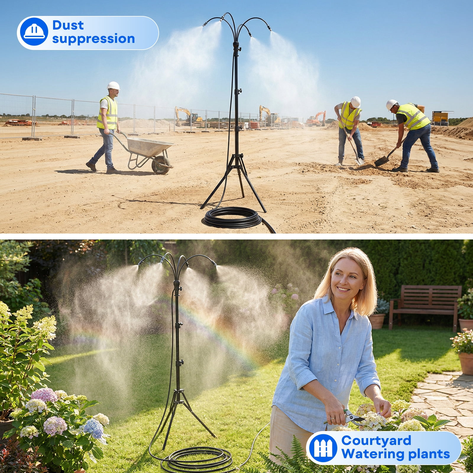 Tanbaby Standing Misters for Outside Patio, Portable Water Mister for Mist Playing, Adjustable Height 3.9 FT Stand Misting System for Outdoor, Patio, Backyard