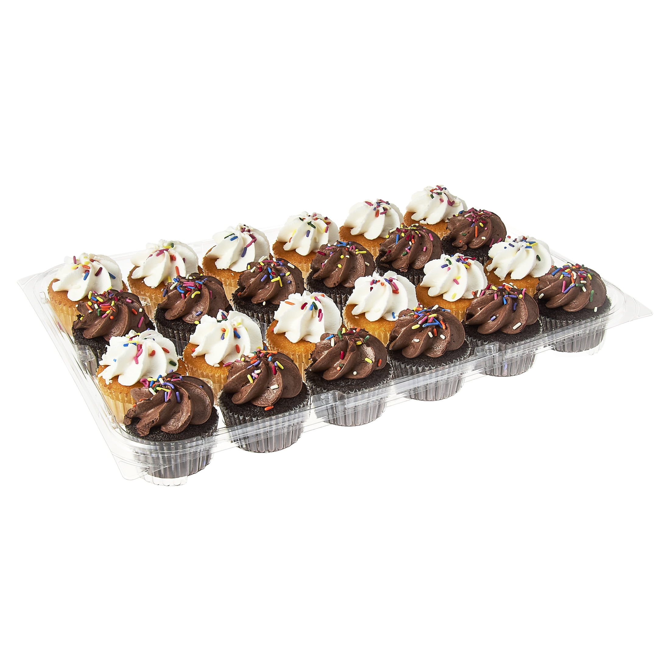 Freshness Guaranteed Vanilla and Chocolate Cupcakes with White and Chocolate Icing and Sprinkles, 52.5 oz, 24 Count