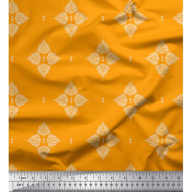 Soimoi Rayon Crepe Fabric Floral Block Fabric Prints by Yard 46 Inch Wide