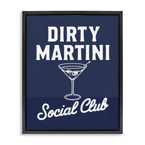 Stupell Industries Retro Dirty Martini Club Black Framed Floater Canvas Wall Art, design by Lettered and Lined