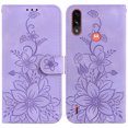 thumbnail image 2 of Compatible with Motorola Moto E7 Power Embossed Lily Wallet Case with Card Holder PU Leather Flip Cover, 2 of 5