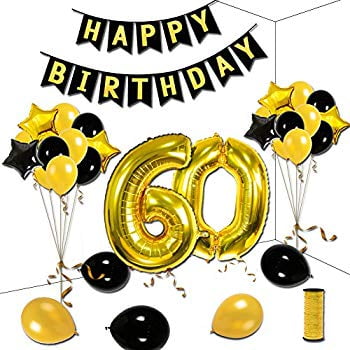 60th Birthday Theme Party Decorations Kit Happy Birthday Gold Star