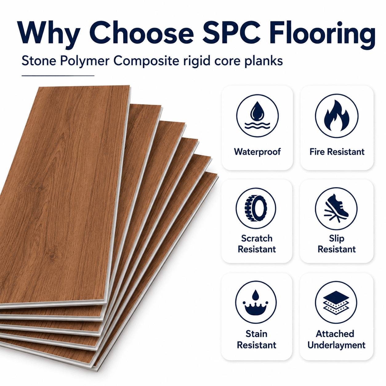 Yeslife 24-Piece Interlocking Luxury Vinyl Flooring Tile, 23.98 x 5.98 in., Teak SPC Rigid Core, 23.9 sq. ft.