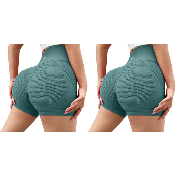 Pantalones cortos deportivos de cintura alta Fitness Yoga Mujeres Running Joggings (Lake Blue)