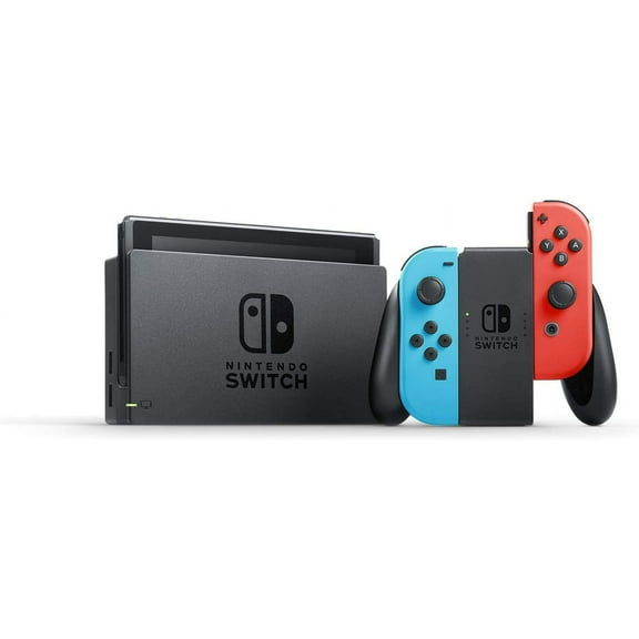 Restored Nintendo Switch Console with Neon Red and Blue Joycons (Refurbished)