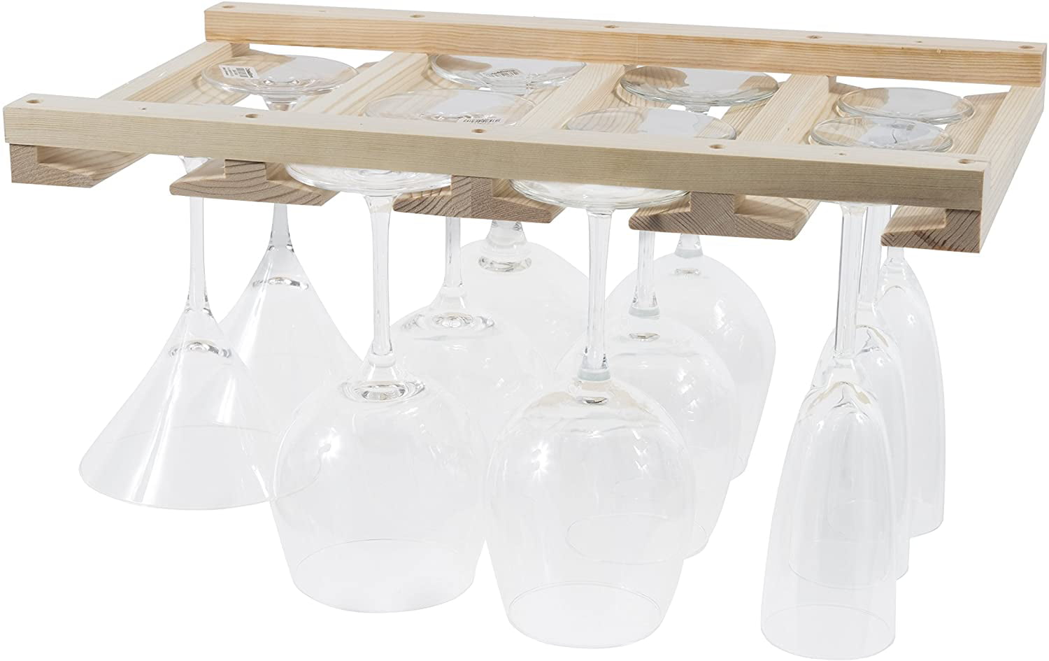 Natural Rustic State Stemware Wine Glass Rack Makes Dull Kitchens or Bar Looks Great Perfectly Fits 6-12 Glasses Under Cabinet Easy to Install with Included Screws Great Hanging Bar Glass Rack