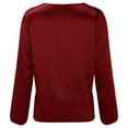 thumbnail image 4 of felwors Women's Sequin Tops Sheer Long Sleeve Glitter Sparkly Party Blouse Velvet V-Neck Dressy Tops for Evening Party Red, M, 4 of 7