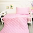 thumbnail image 5 of 4 Pieces Ultra Soft Microfiber Toddler Bedding Set, Easy Care Crib Sheets Set with Quilt, Toddler Size, Pink, 5 of 5