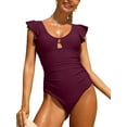 thumbnail image 1 of Charmo Maillots de Bain une Pièce à Volants pour Femmes, Froncés, Gainants, Monokini, 1 of 6