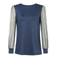 thumbnail image 4 of vigerkar Women's Sequin Blouses Shiny Glitter Mesh Tops Splice Sparkly Dressy Long Sleeve Loose Tunic Fall Casual Shirts (Blue, M), 4 of 8