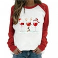 thumbnail image 2 of ICHUANYI Liquidación Camisetas informales con cuello redondo y mangas estampadas navideñas de primavera para mujer ICHUANYI WER202308231997, 2 of 7