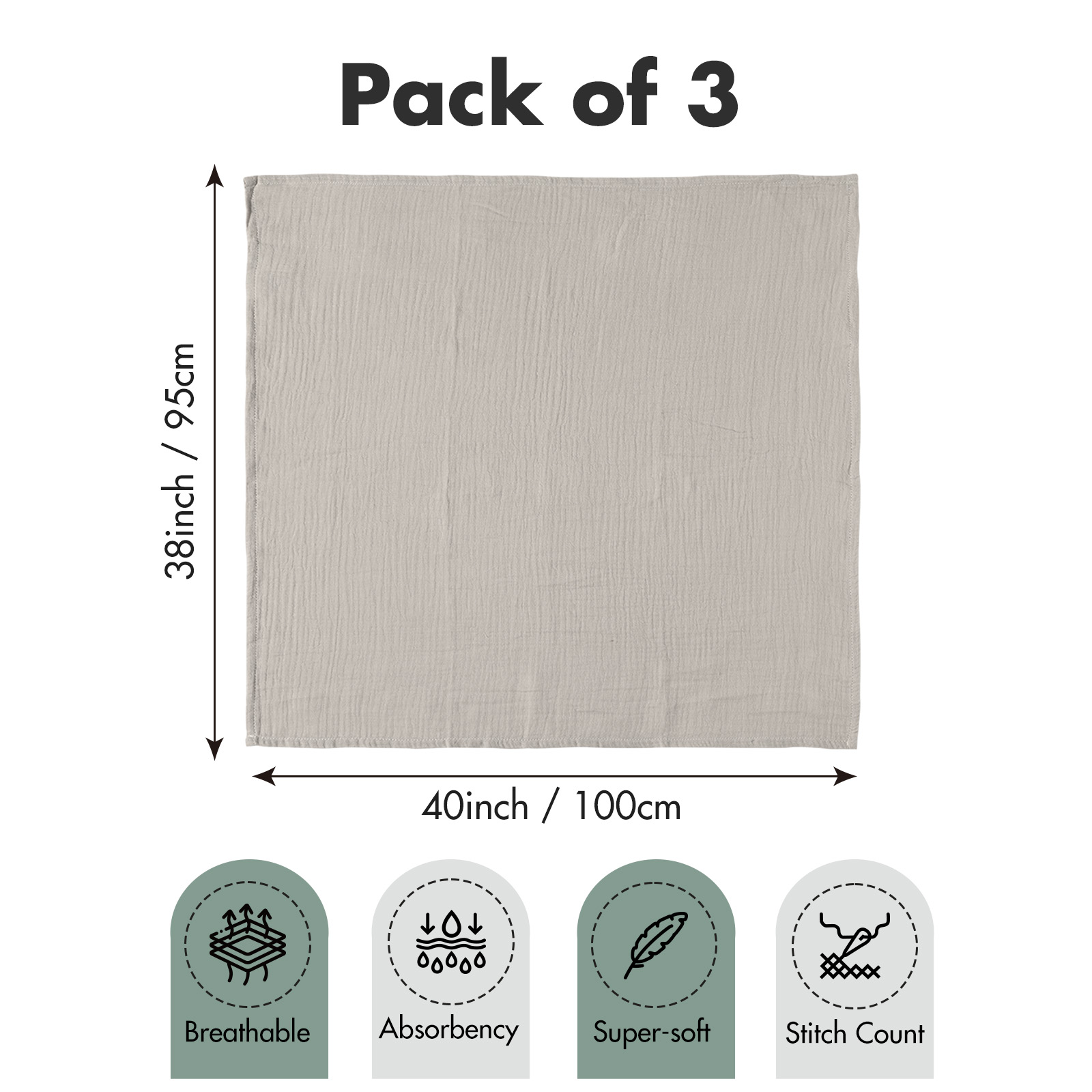 Gllquen Baby Organic Cotton Swaddle Blankets, 3-Pack photo 8