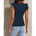 thumbnail image 3 of PRETTYGARDEN Womens V Neck Summer Tops Ruffle Sleeveless Slim Fit T Shirts Going Out Casual Blouses, 3 of 8