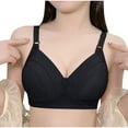 thumbnail image 2 of YWDJ Plus Size Strapless Bras for Women Back Closures Comfortable Bras No Underwire Bras Adjustable Straps Full Coverage Push up Wrap Sleep Bras Padded Lace Comfort Bras Solid Comfy Bras Black 80, 2 of 4