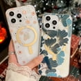 thumbnail image 4 of For iPhone 15 Pro Max Phone Case,Compatible With Mag-Safe,Floral Print Back,Crystal Transparent Back,Ultra Slim PC + TPU Shockproof Anti-fall Durable Cover,Non-slip Thin Fit Phone Case,E, 4 of 10