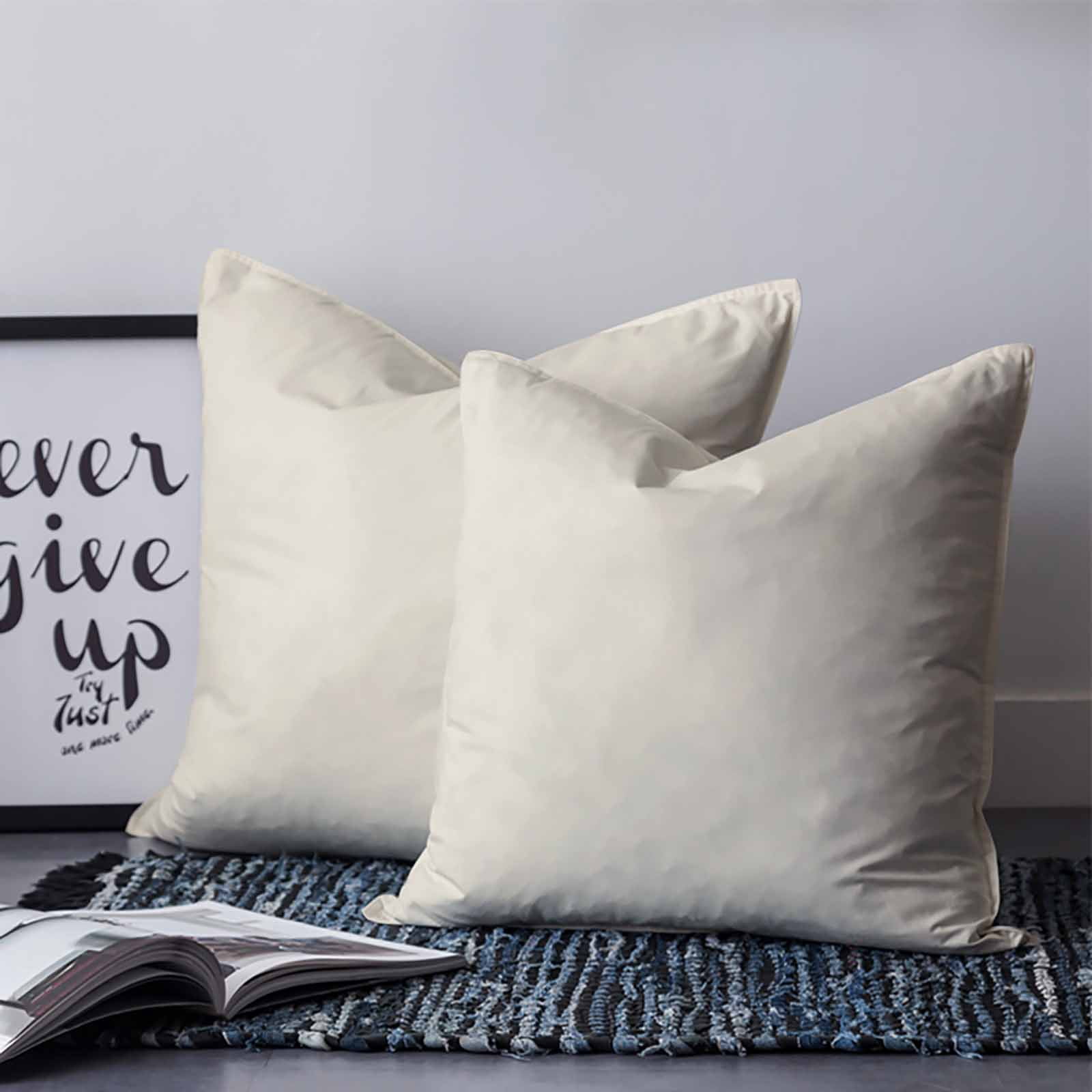 Cream 26x26 Pillow Covers Set of 2, Farmhouse Solid Beige Color Modern Art Throw Pillow Covers Decorative Couch Cushion Case, Microfiber Square Pillowcases for Bedroom Car Living Room