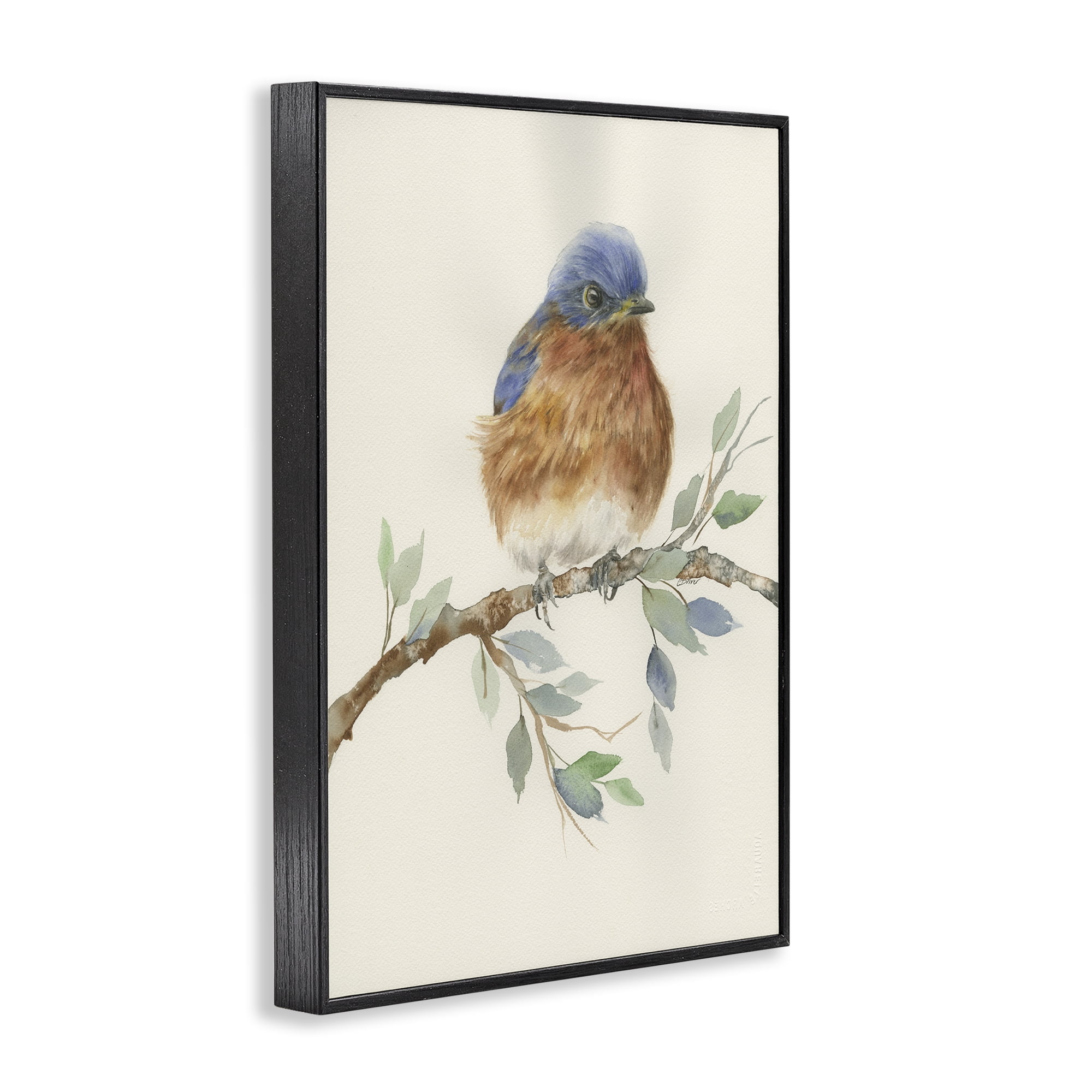 Stupell Industries Songbird Perched on Branch Black Framed Giclee Art, design by Cady Driver