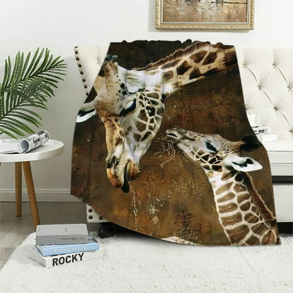 BCIIG Giraffe Baby Zoo Warm Lightweight Blanket Soft Flannel Fabric Throw Blanket for All Seasons - Ideal for Living Rooms, Sofas, and Cow Gifts 40x50in