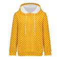 thumbnail image 3 of Women's Polka Dot Print Drawstring Hooded Sweatshirt with Pocket, Soft Breathable Long Sleeve Casual Pullover for Spring Autumn Streetwear, Beach Vacations and Daily Fashion Yellow S, 3 of 8