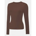 thumbnail image 2 of Women's Long Sleeve T-shirts Crew Neck Slim Fit Layered Crop Tops Soft Basic Tee, 2 of 5