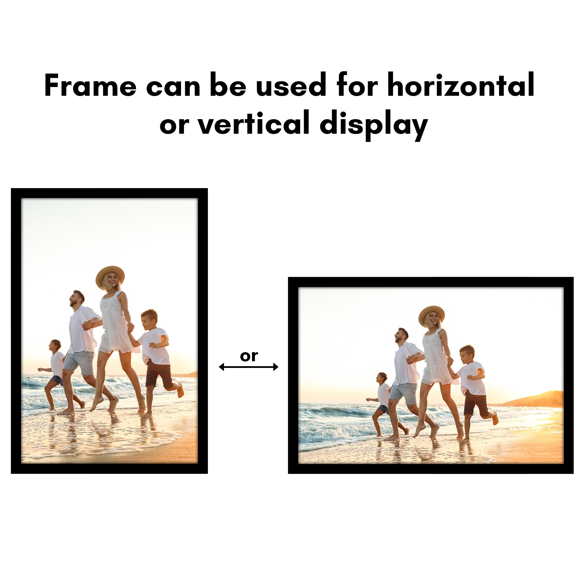 Americanflat 8x12 Picture Frame with Shatter-Resistant Glass 2 Pack Streamline Collection Thin Border - Black