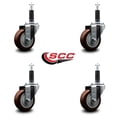 thumbnail image 2 of 3.5 Inch Maroon Poly Wheel Swivel 1 Inch Expanding Stem Caster Set SCC, 2 of 2
