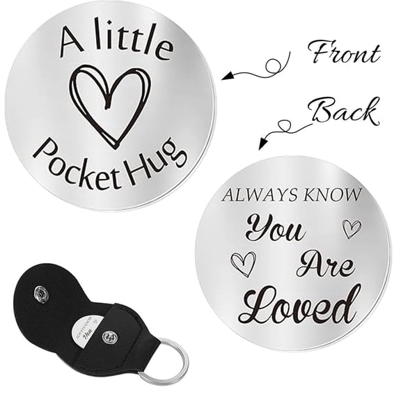 Pocket Hug Token Gifts for Men Boyfriend Girlfriend Inspirational Gift for Son Daughter Brother with Leather Keychain