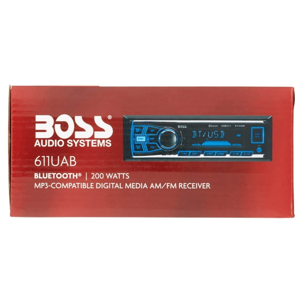 Boss 611UAB Boss Audio 611UAB Single-DIN MECH-LESS Receiver, Bluetooth